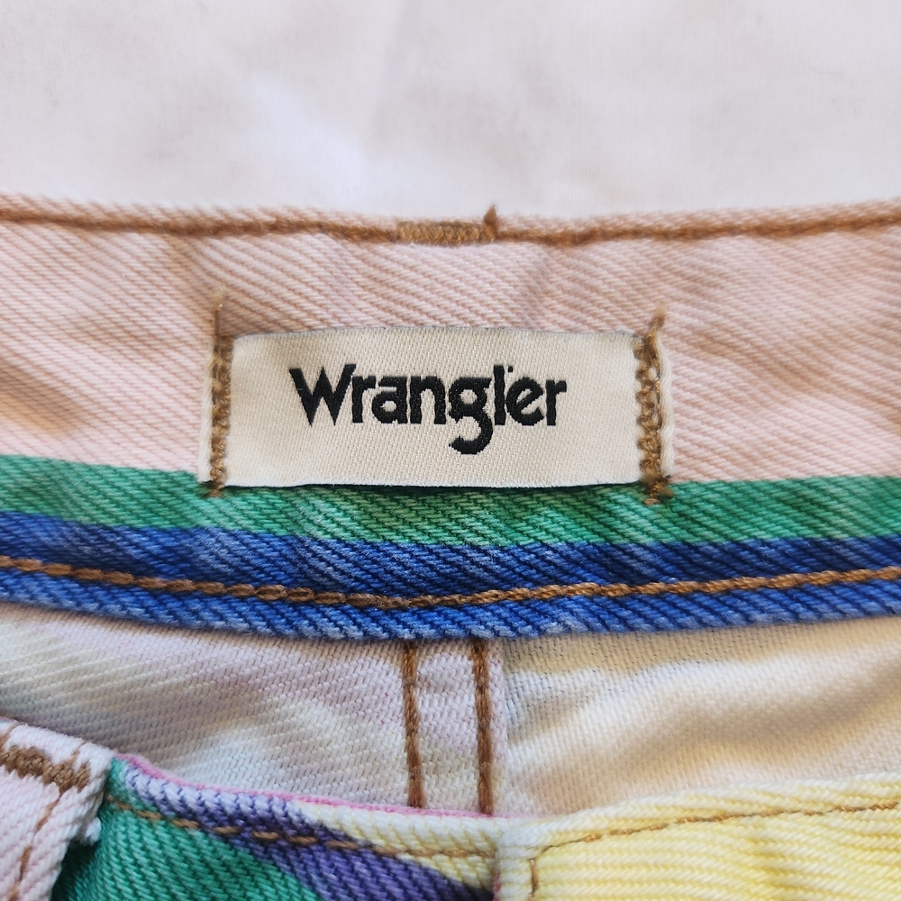 Wrangler Rainbow Stripe Wide-Leg Jeans - Pink, Green, Blue, Yellow, Cream - Picture 4 of 14